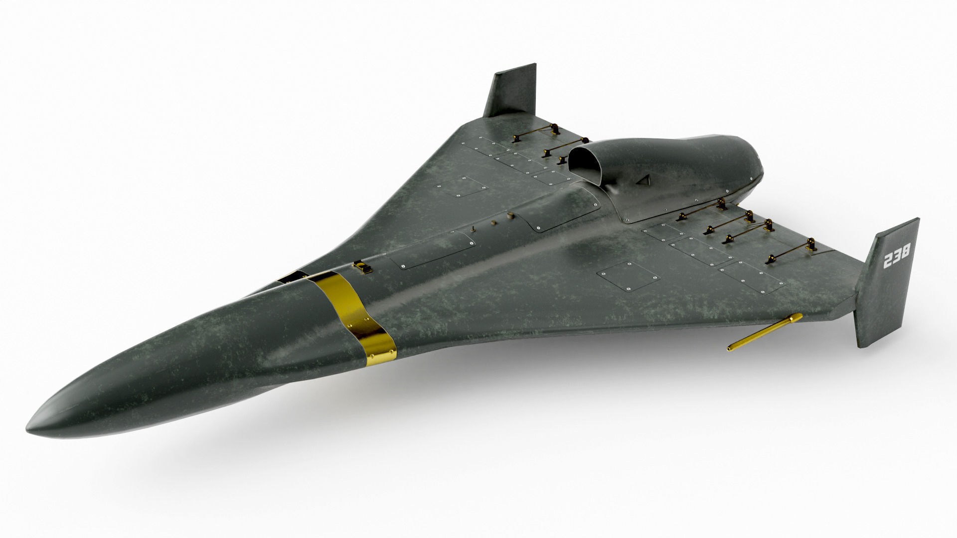 Iranian military drone Shahed-238 with jet engine Low-poly 3D model_2