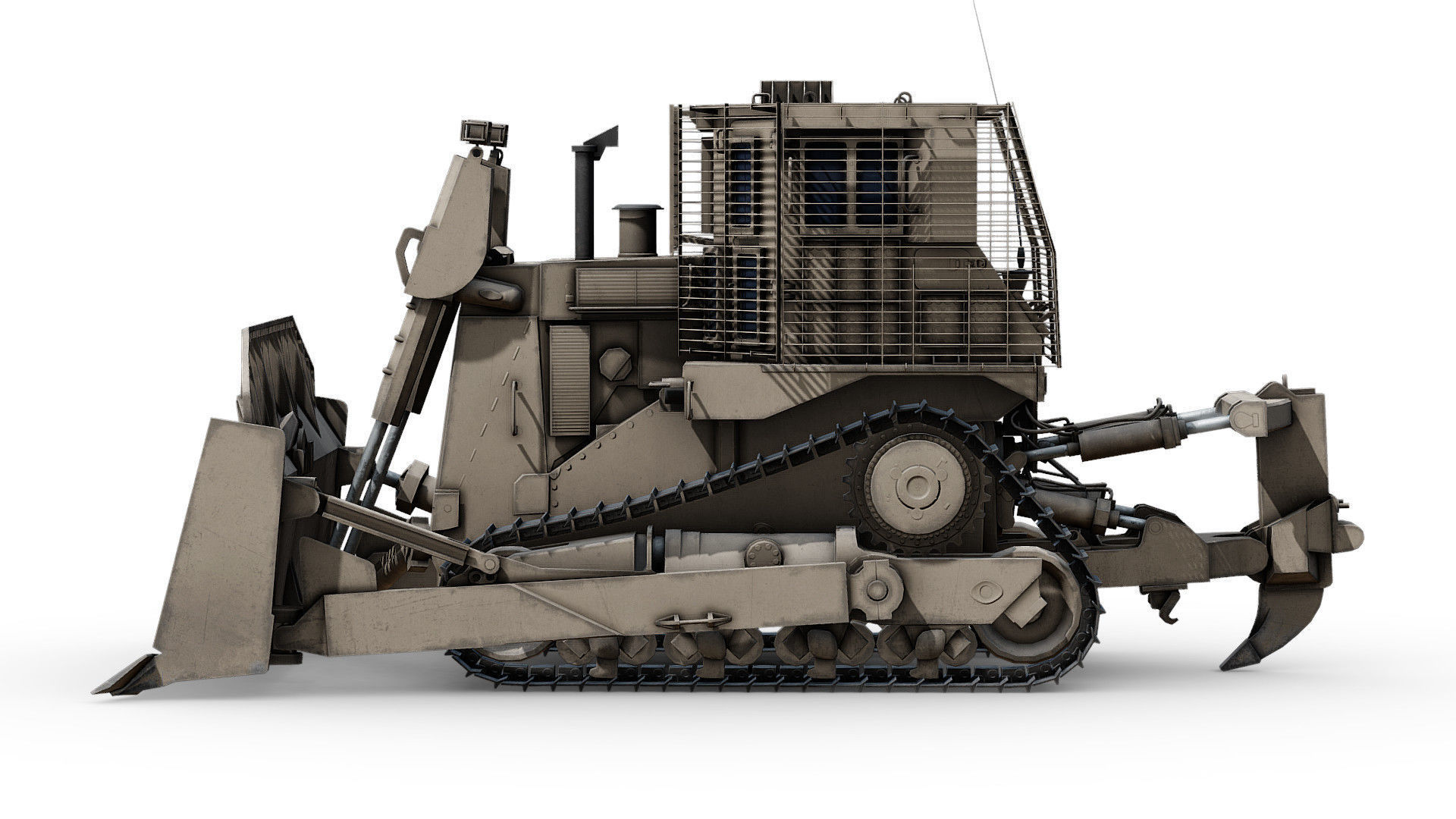 Armoured Bulldozer Low-poly 3D model_22