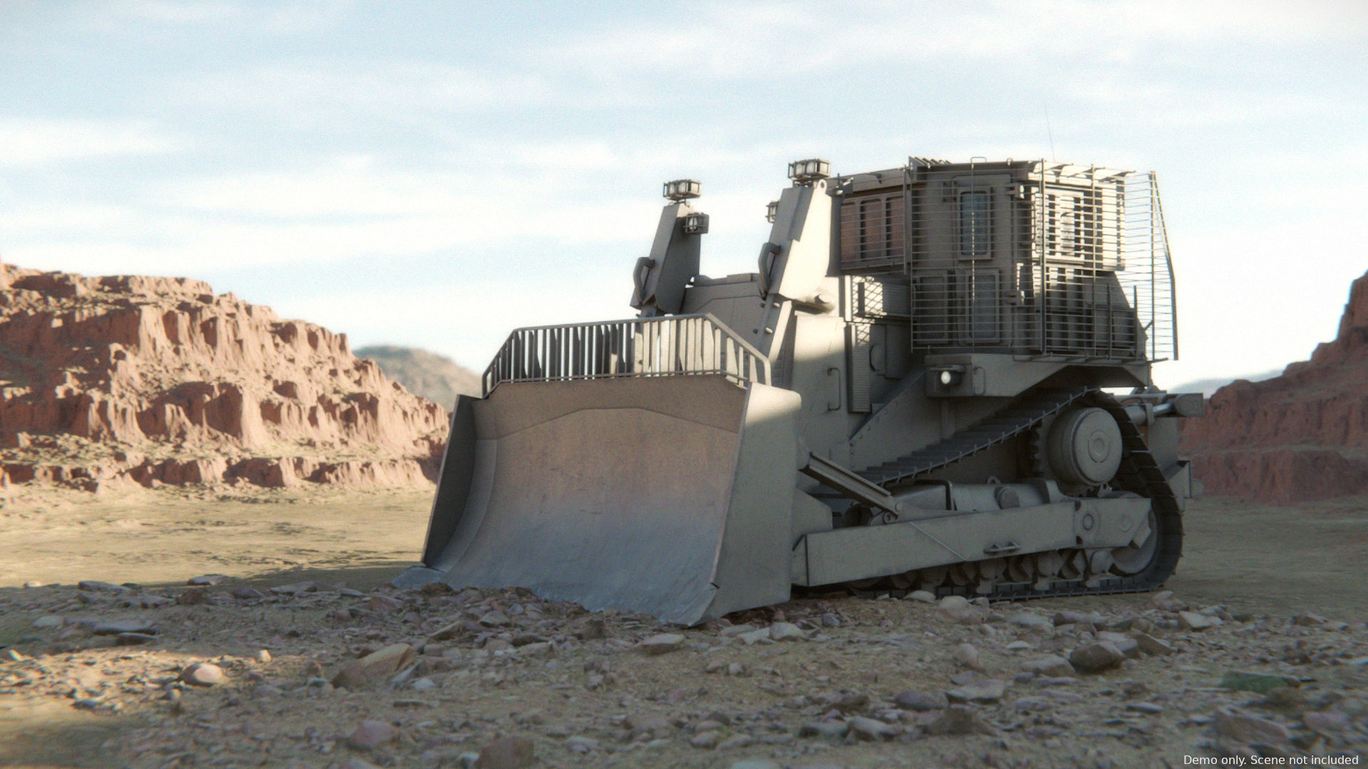 Armoured Bulldozer Low-poly 3D model_1