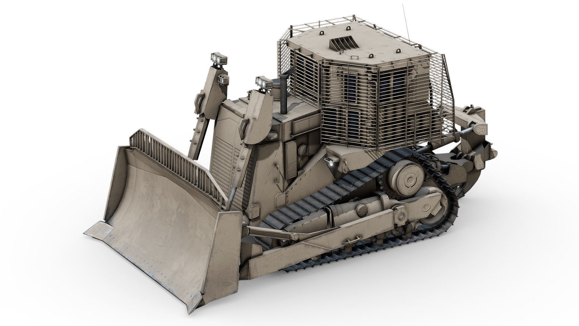 Armoured Bulldozer Low-poly 3D model_17