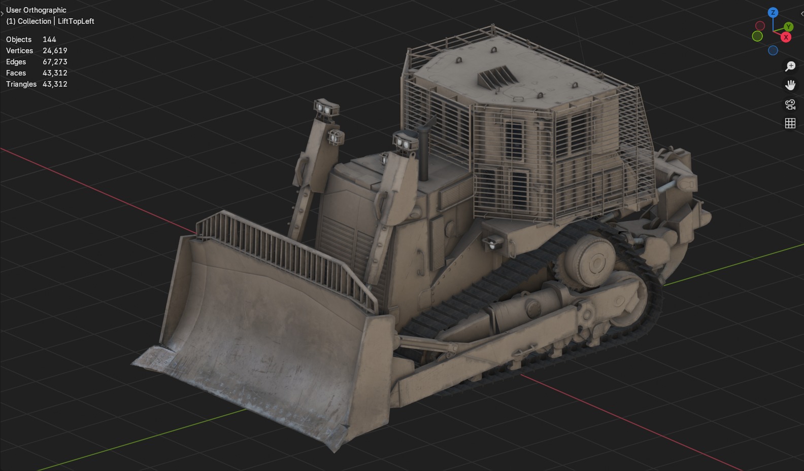Armoured Bulldozer Low-poly 3D model_4