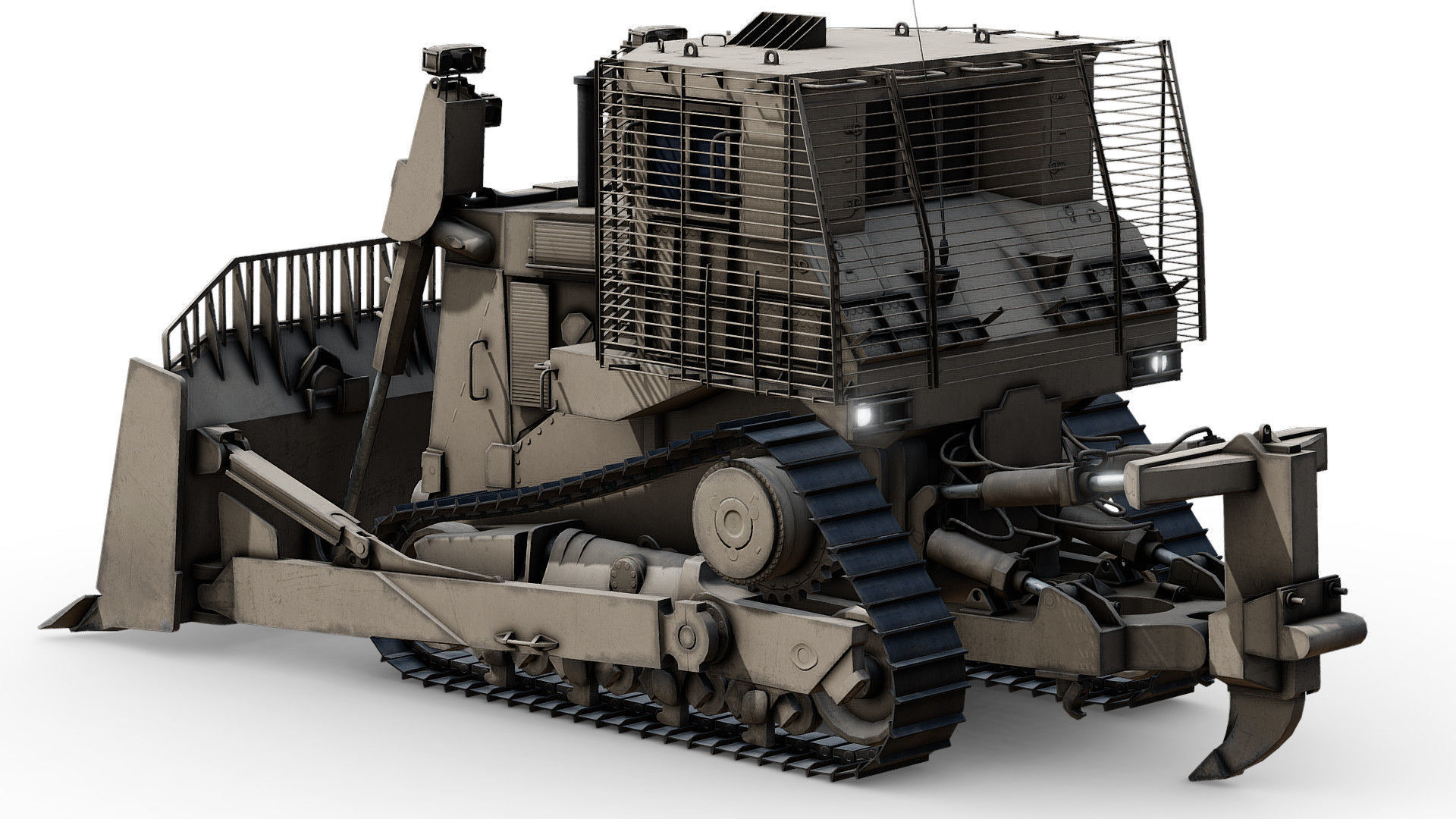 Armoured Bulldozer Low-poly 3D model_27