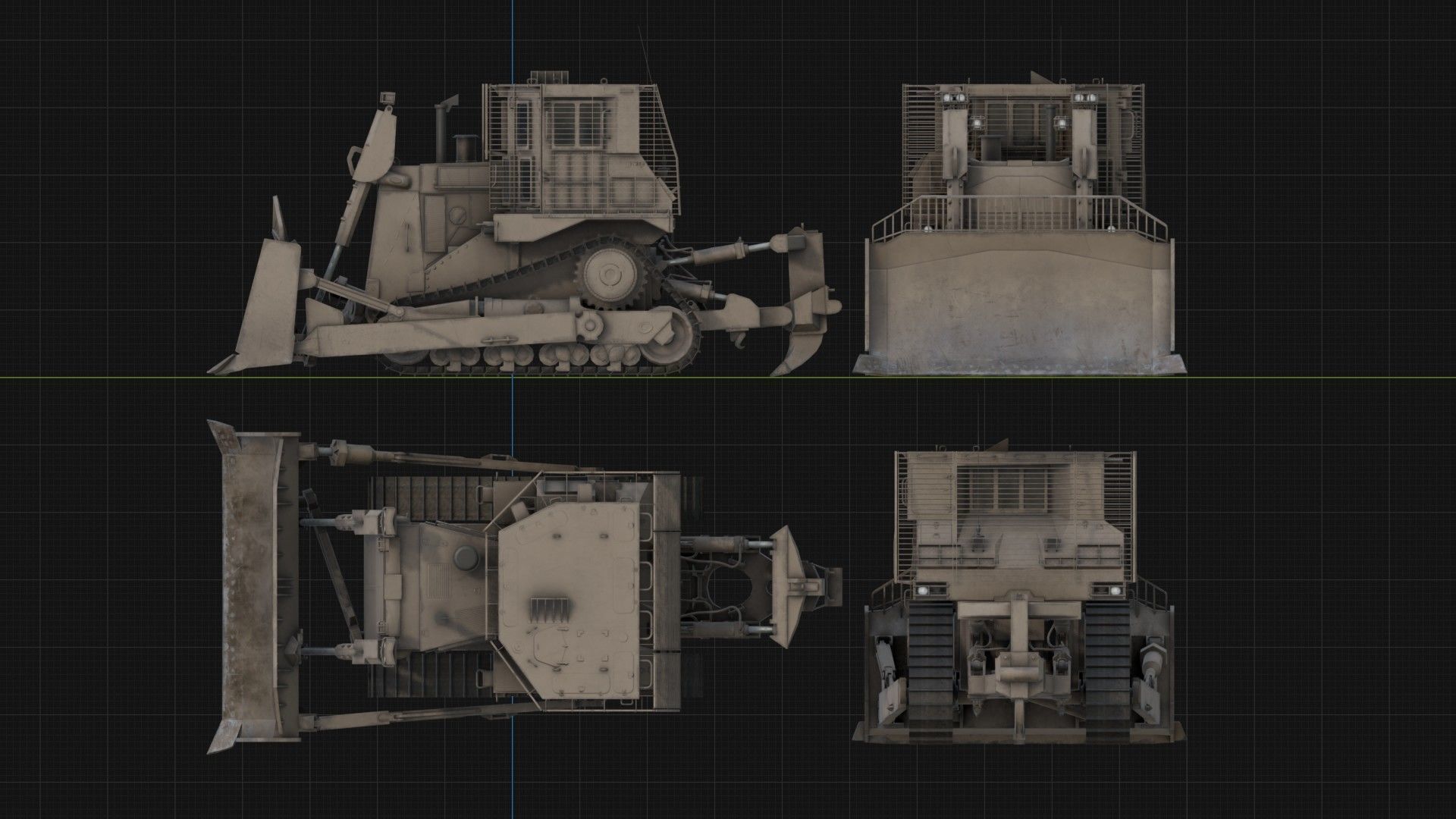 Armoured Bulldozer Low-poly 3D model_2