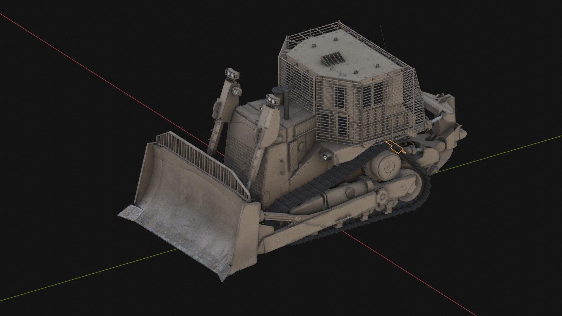 Armoured Bulldozer Low-poly 3D model_6