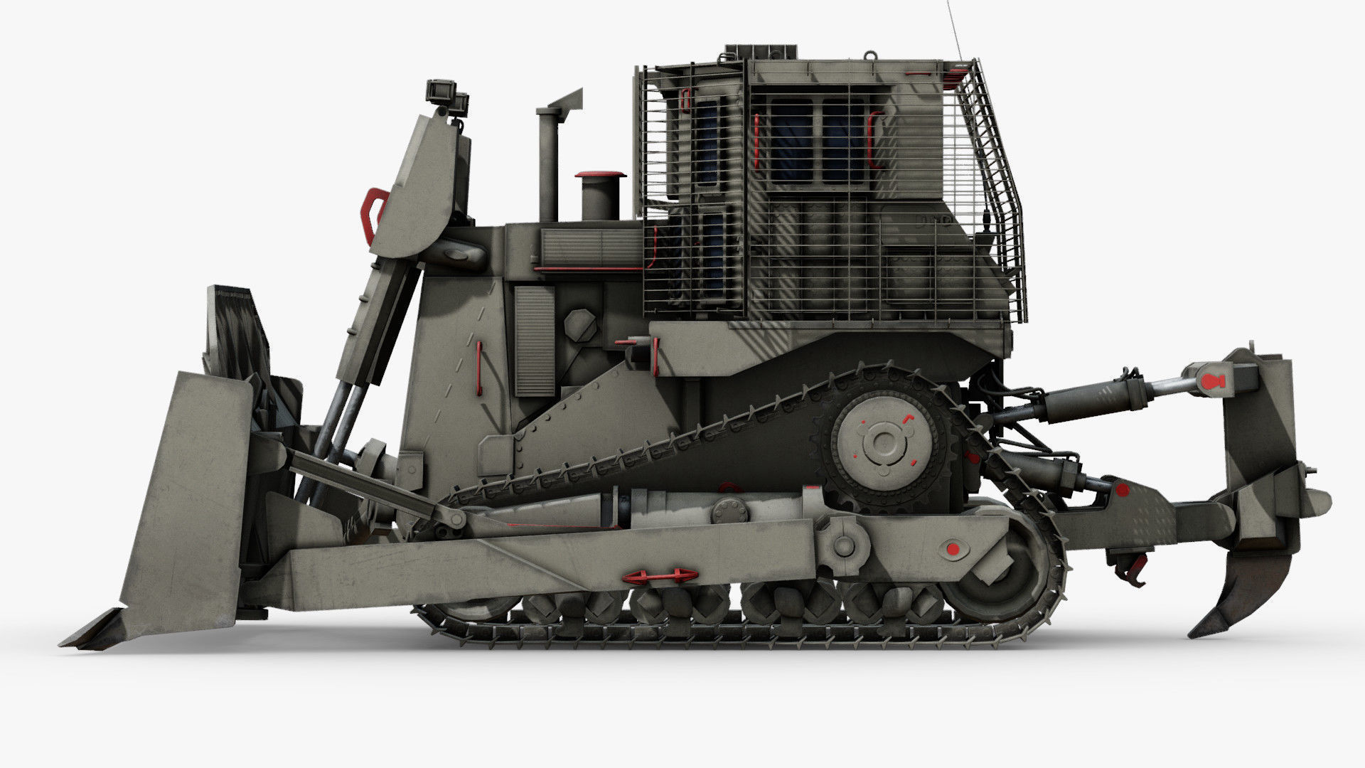 Armoured Bulldozer Low-poly 3D model_29