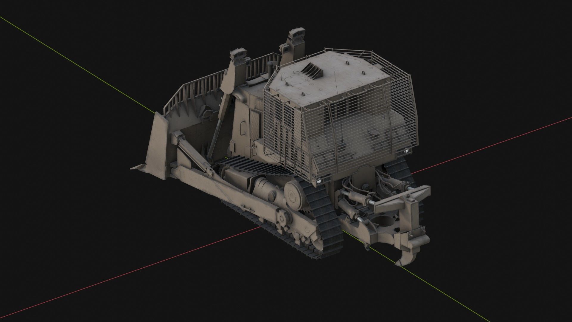 Armoured Bulldozer Low-poly 3D model_12