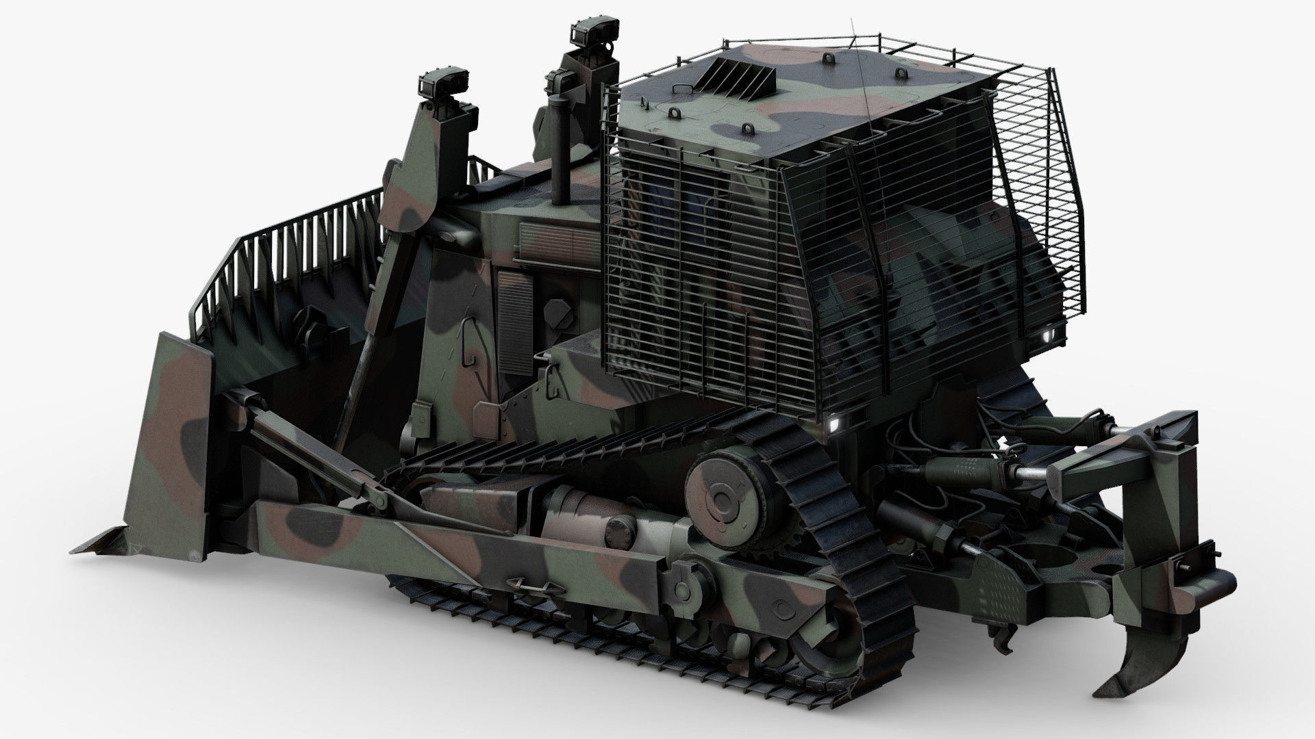 Armoured Bulldozer Low-poly 3D model_26