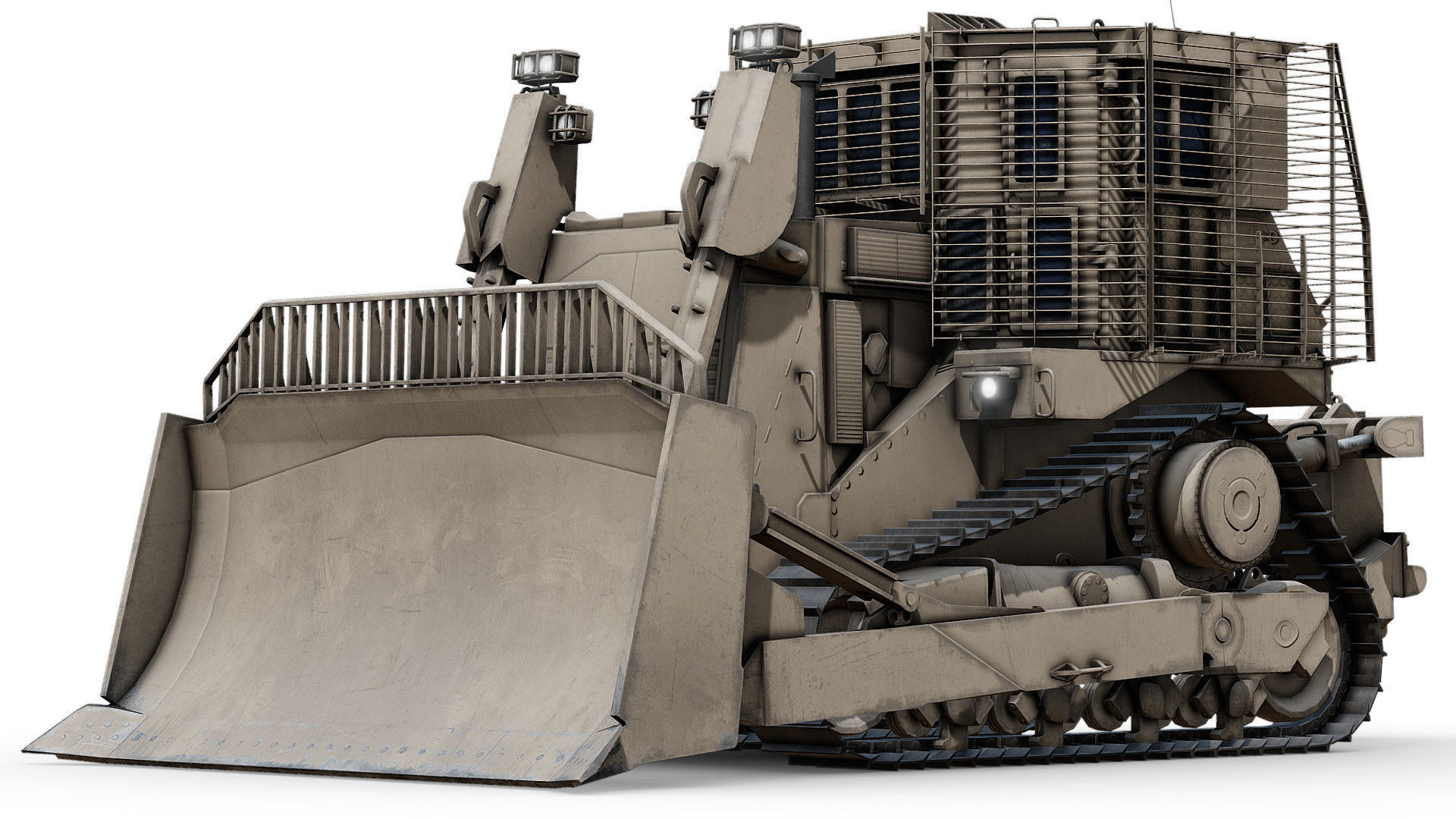 Armoured Bulldozer Low-poly 3D model_21