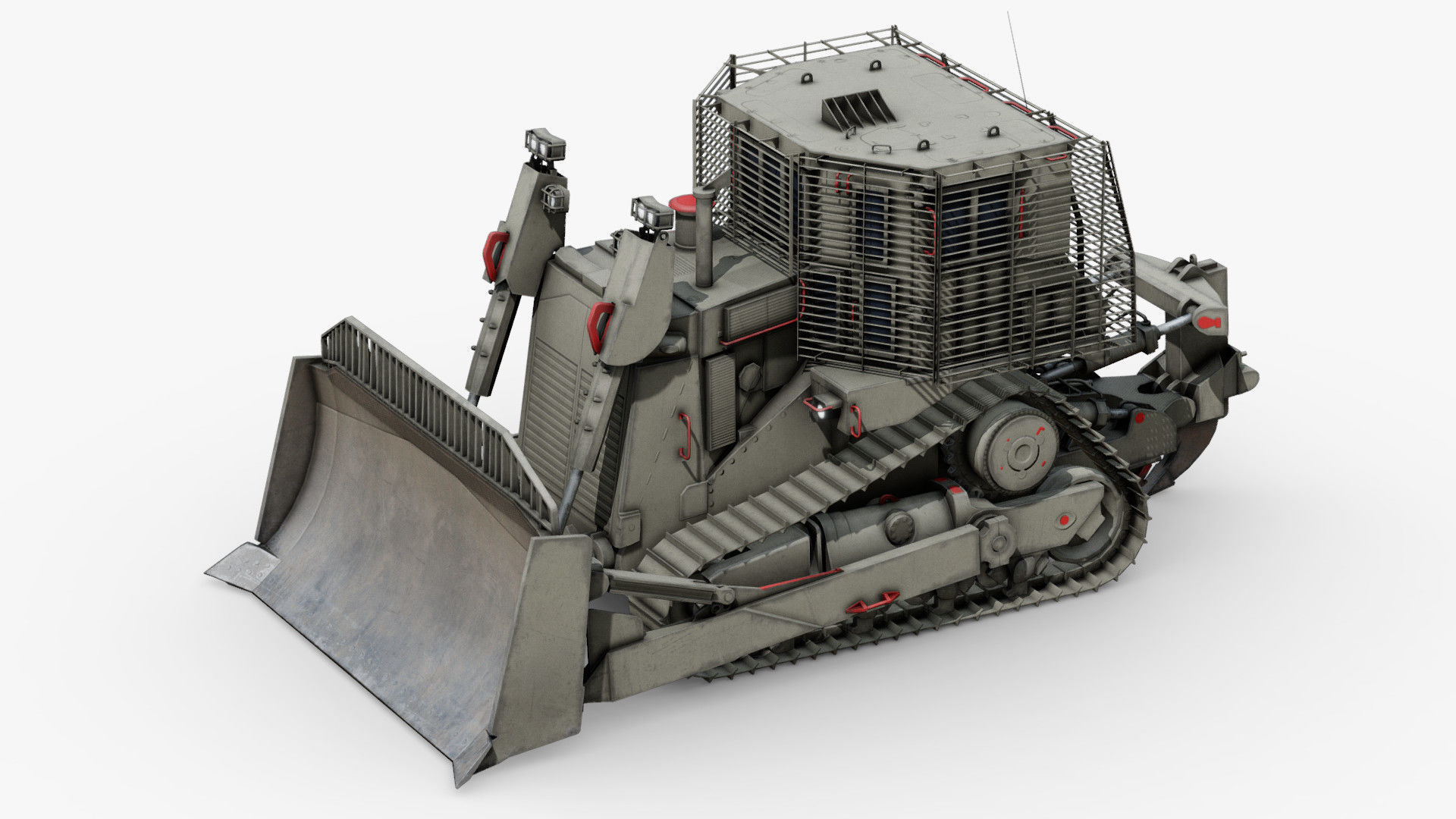 Armoured Bulldozer Low-poly 3D model_19