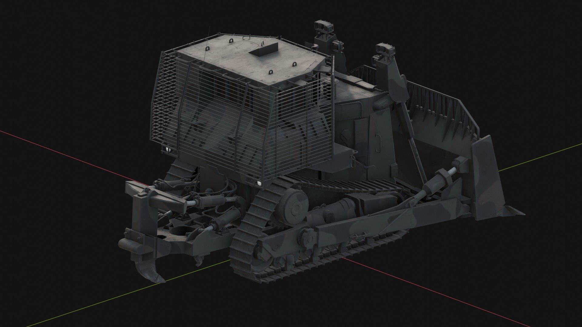 Armoured Bulldozer Low-poly 3D model_9
