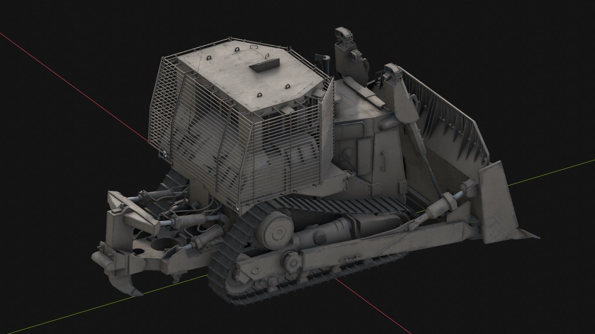 Armoured Bulldozer Low-poly 3D model_14