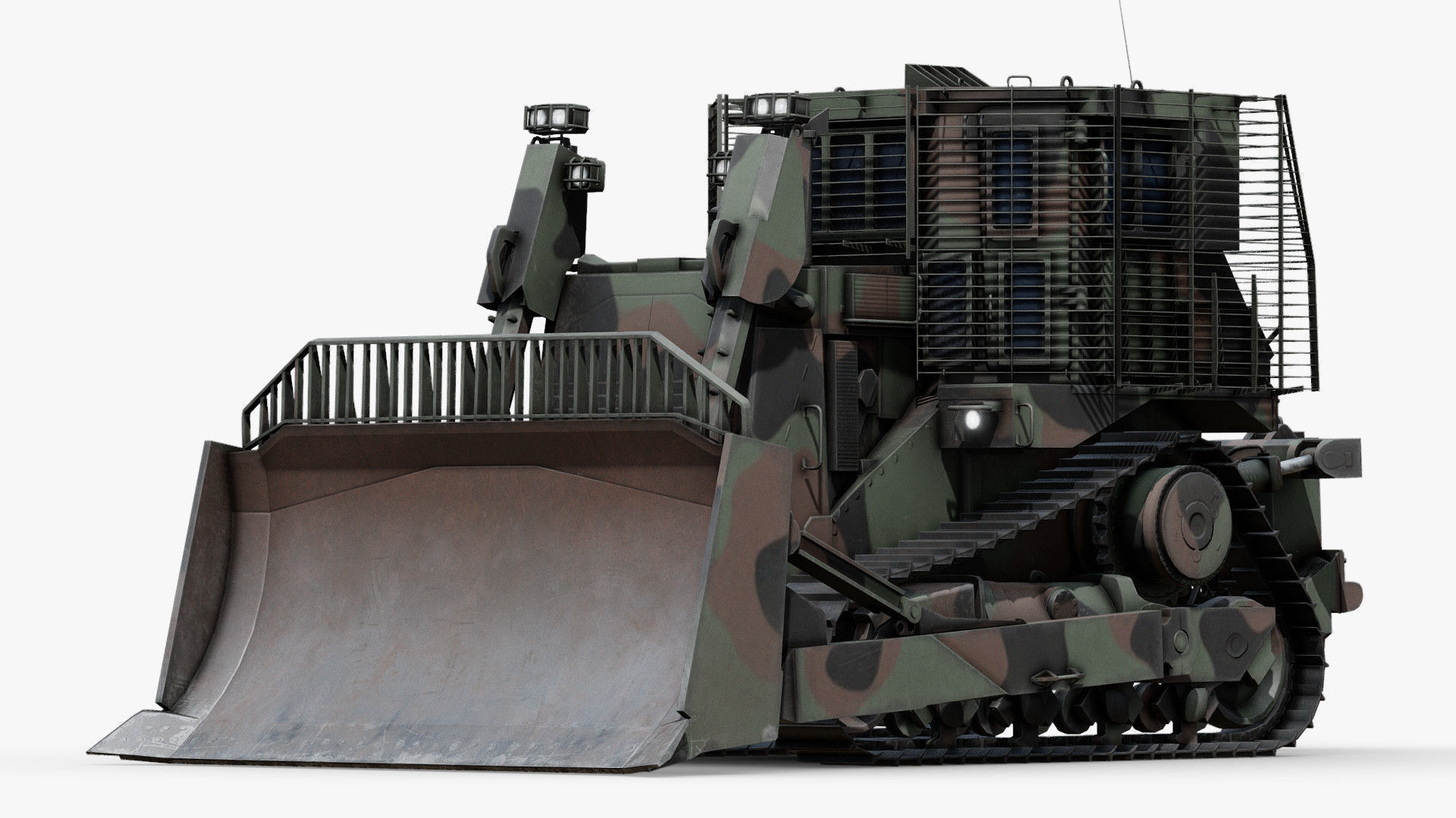 Armoured Bulldozer Low-poly 3D model_28