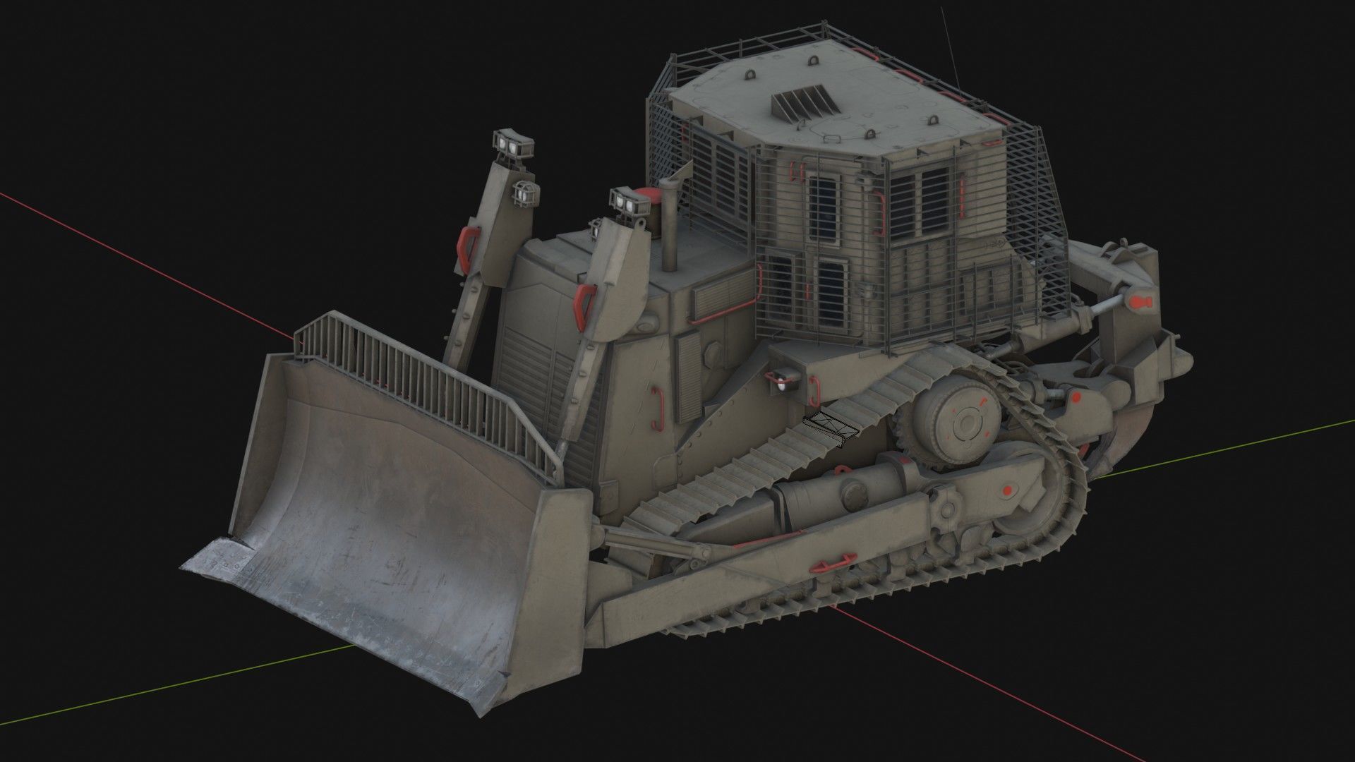 Armoured Bulldozer Low-poly 3D model_15
