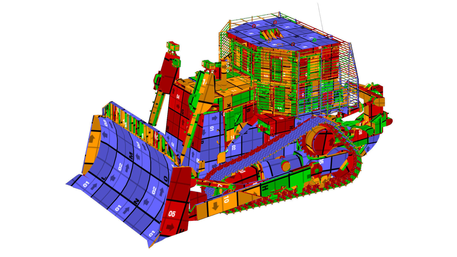 Armoured Bulldozer Low-poly 3D model_31