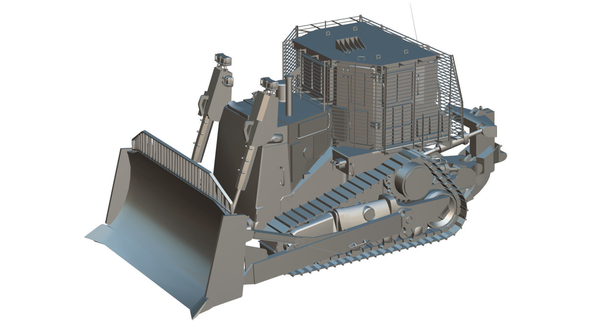 Armoured Bulldozer Low-poly 3D model_32