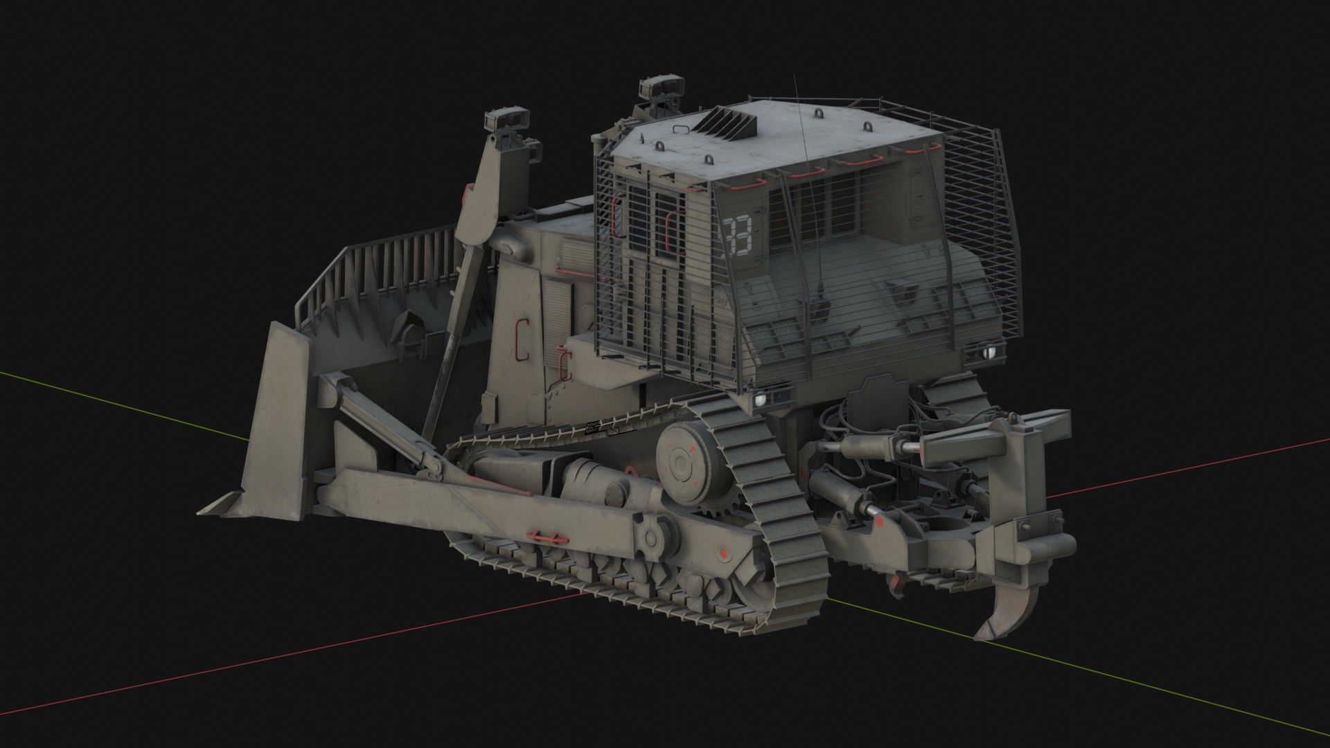 Armoured Bulldozer Low-poly 3D model_16