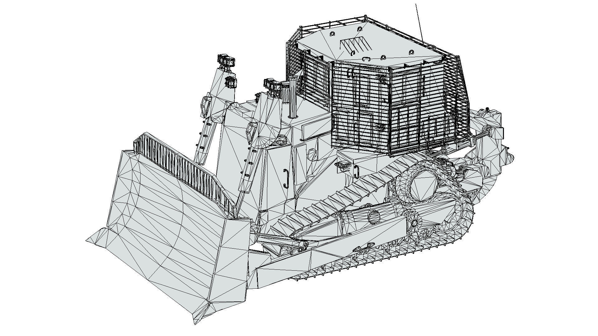 Armoured Bulldozer Low-poly 3D model_30