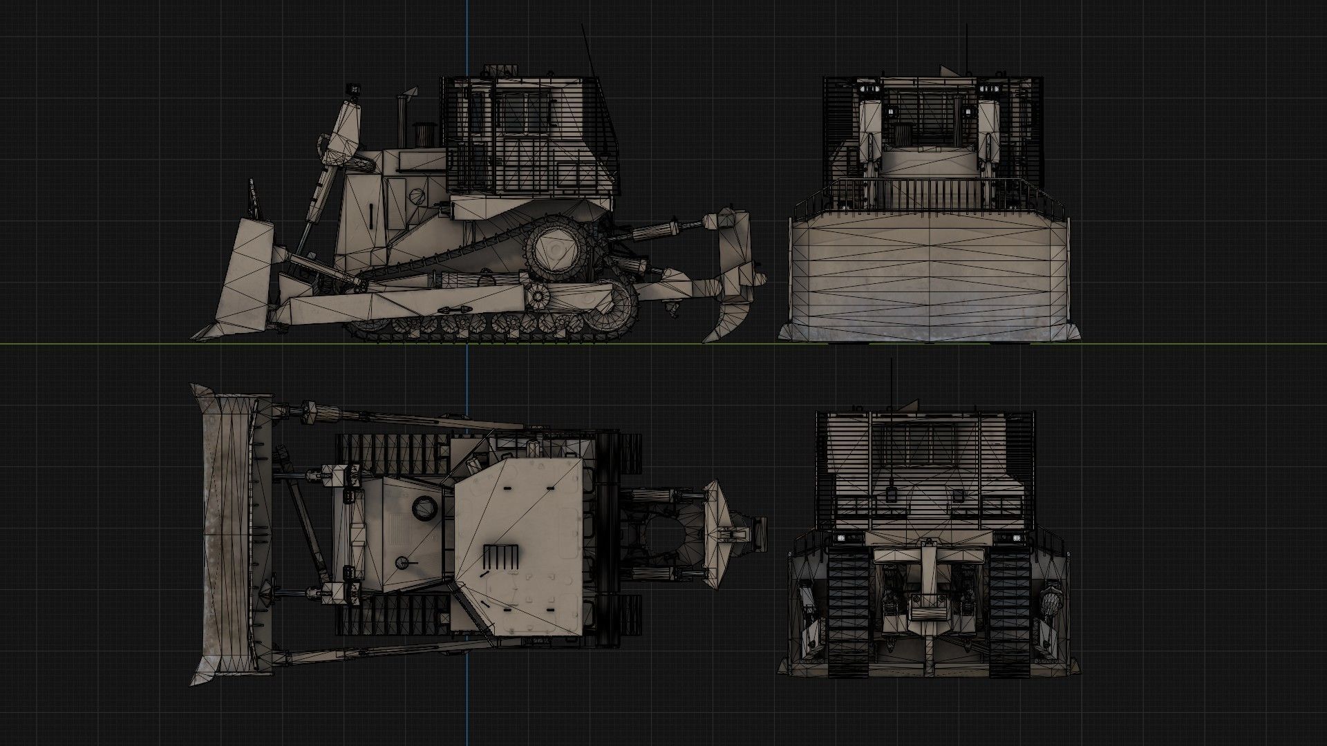 Armoured Bulldozer Low-poly 3D model_3