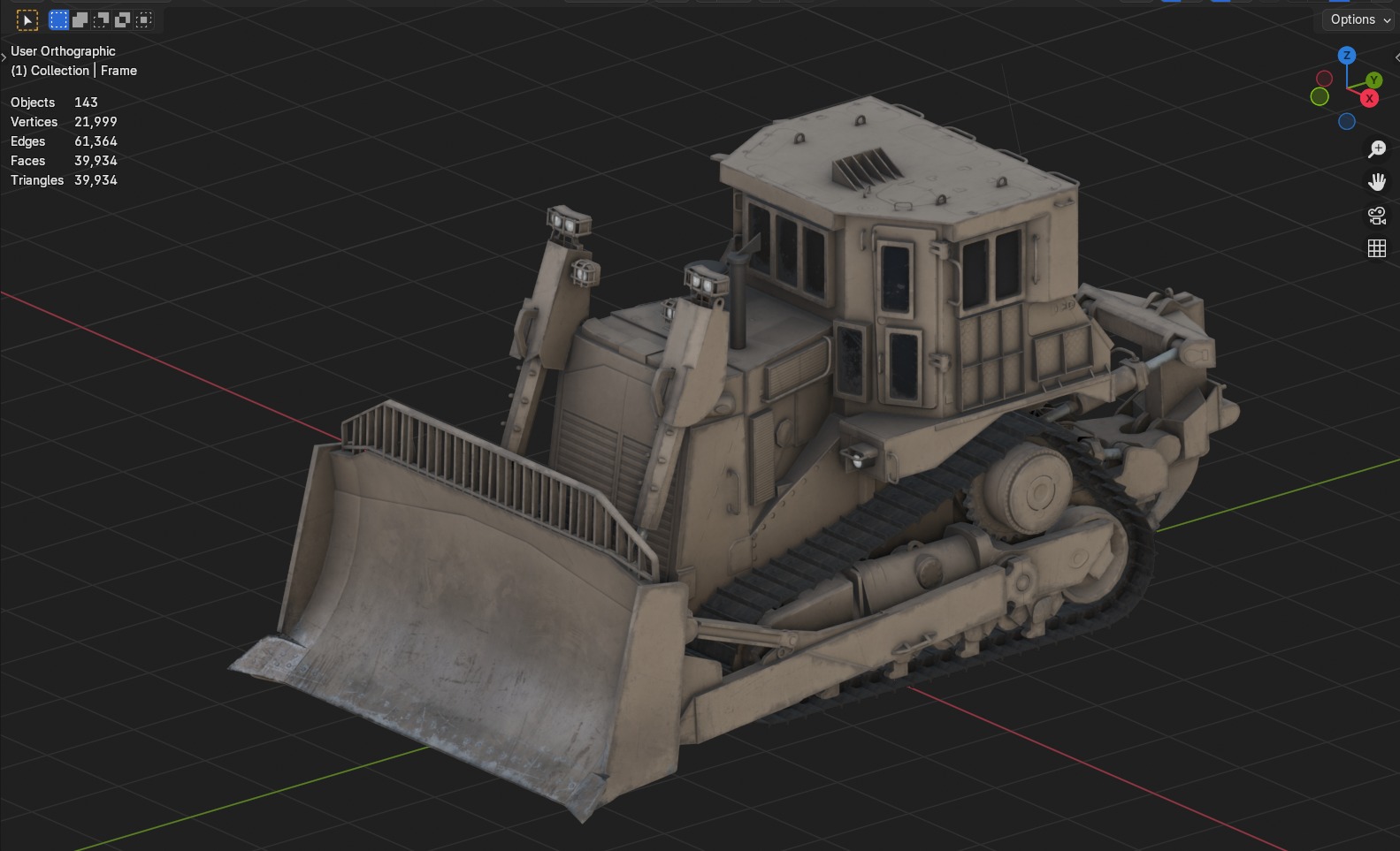 Armoured Bulldozer Low-poly 3D model_5