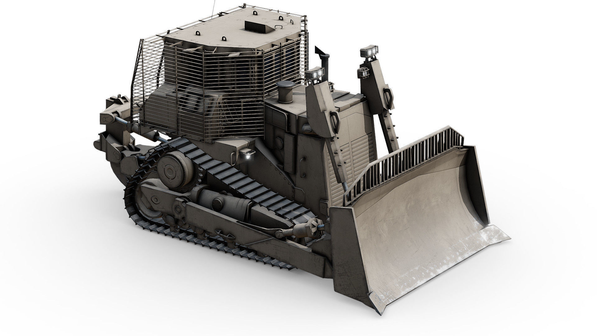 Armoured Bulldozer Low-poly 3D model_20