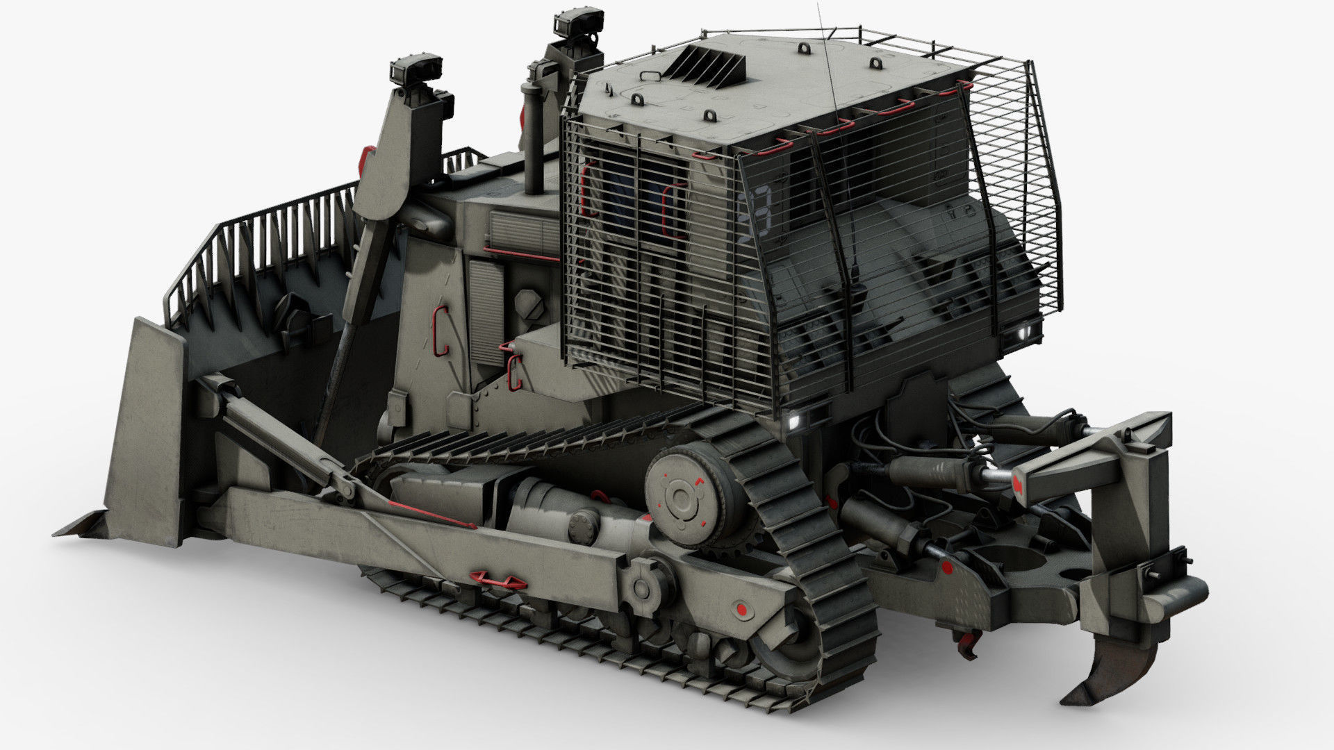 Armoured Bulldozer Low-poly 3D model_23