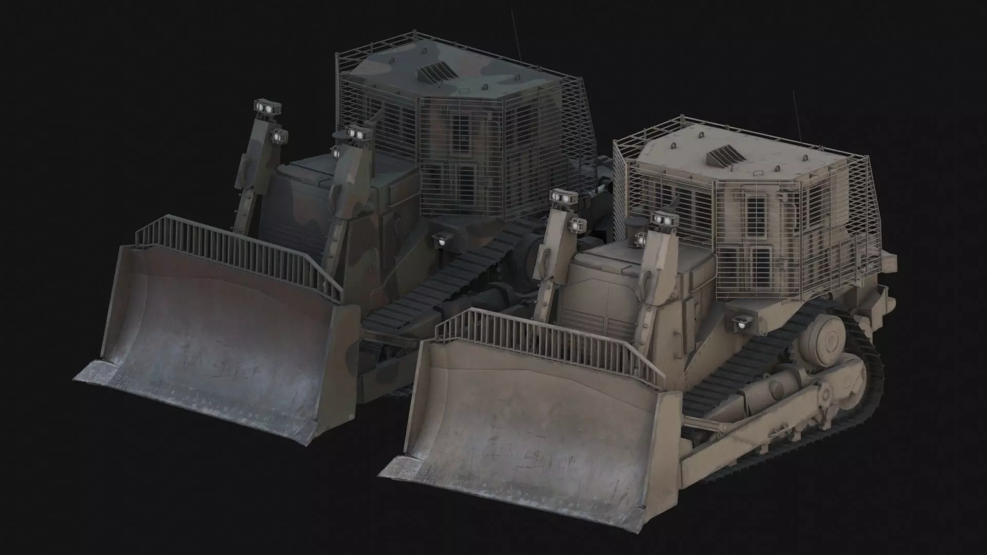 Armoured Bulldozer Low-poly 3D model_0