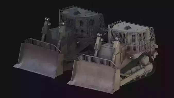 Armoured Bulldozer Low-poly 3D model