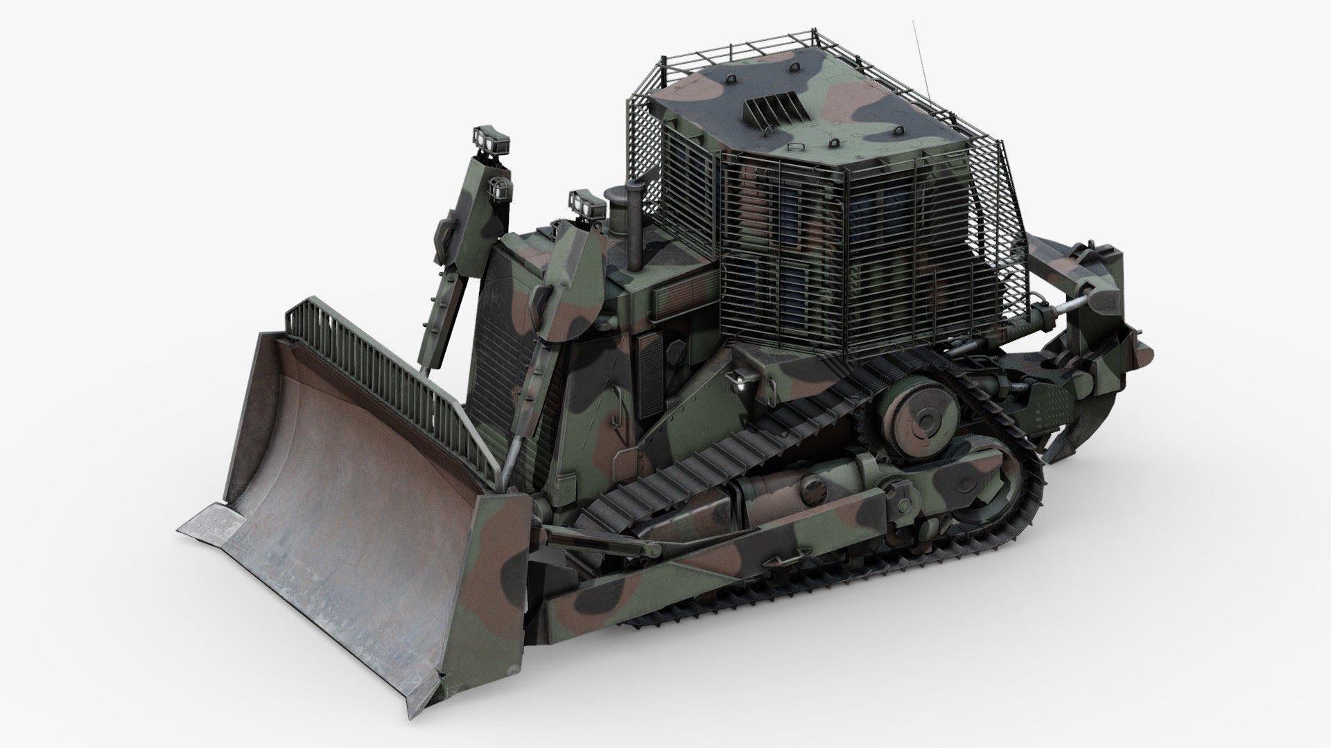 Armoured Bulldozer Low-poly 3D model_18