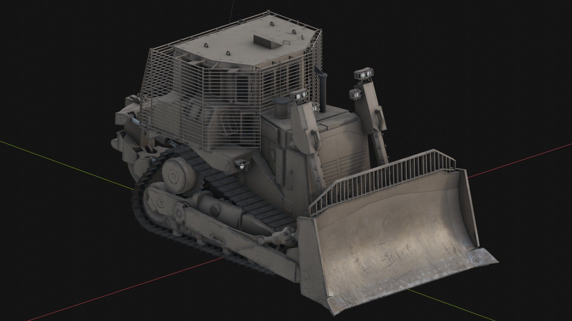 Armoured Bulldozer Low-poly 3D model_8