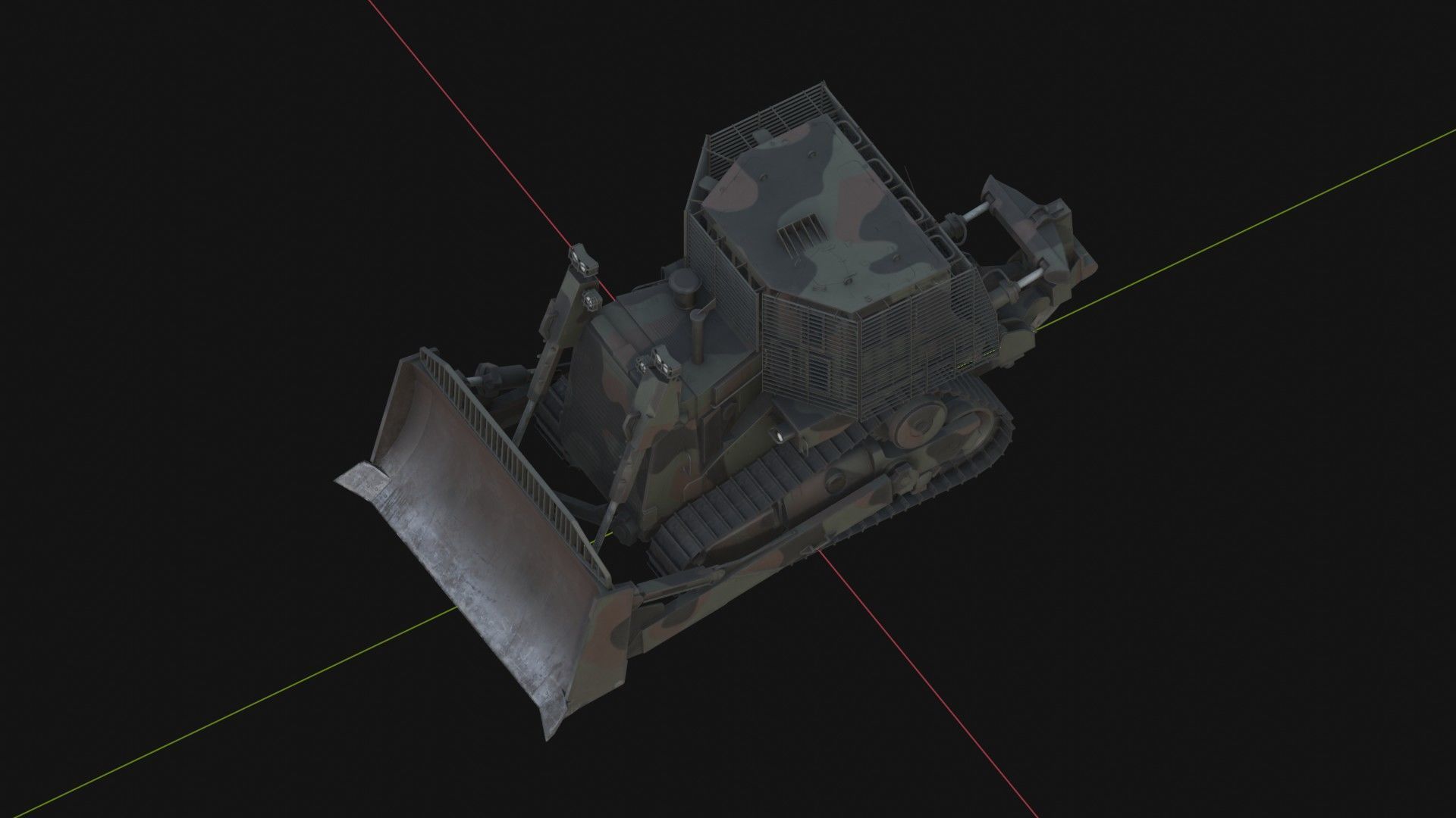 Armoured Bulldozer Low-poly 3D model_11
