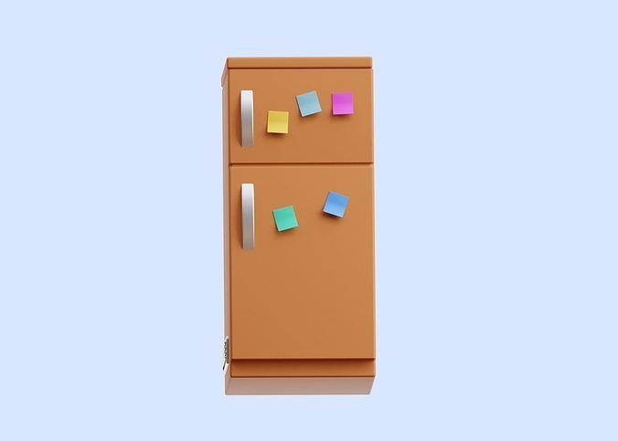 Refrigerator Illustration Low-poly 3D model 2
