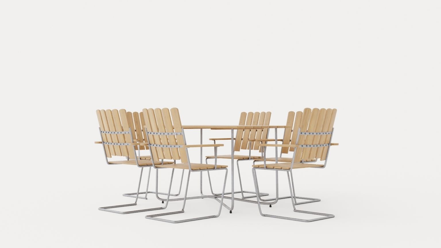 B25 dining set Low-poly 3D model_3