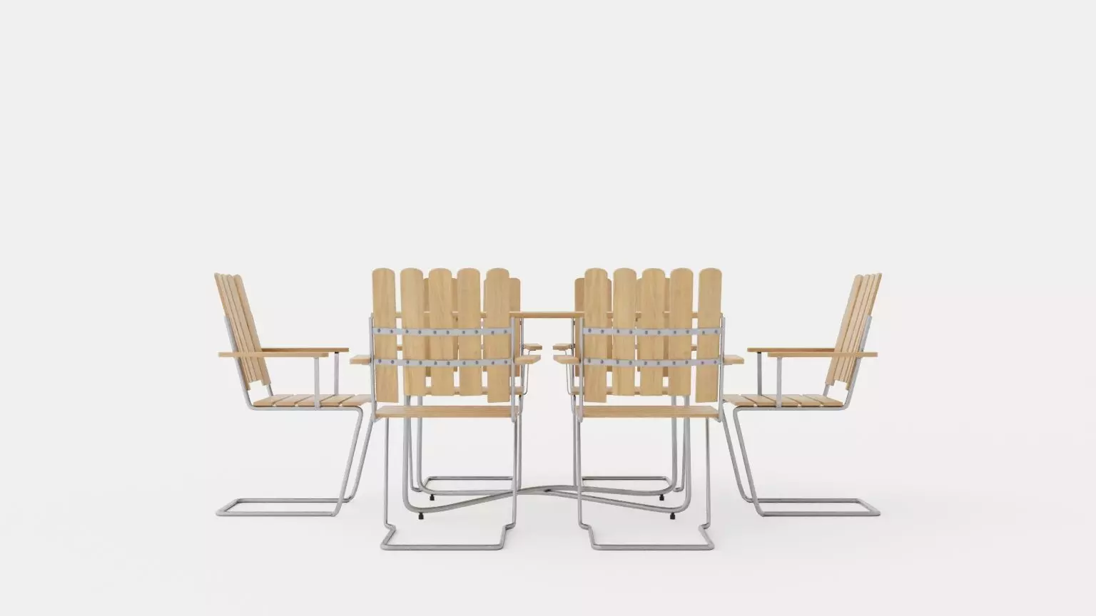 B25 dining set Low-poly 3D model_0