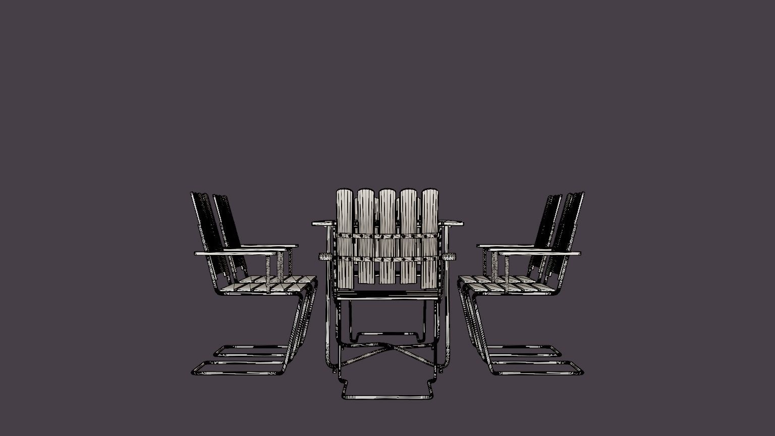 B25 dining set Low-poly 3D model_7