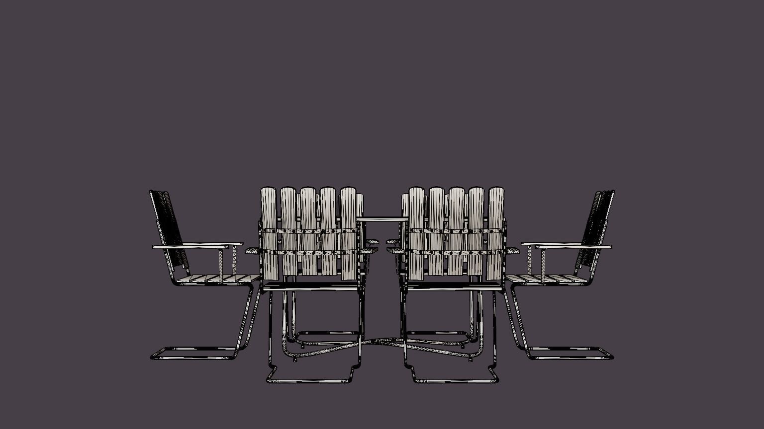 B25 dining set Low-poly 3D model_5