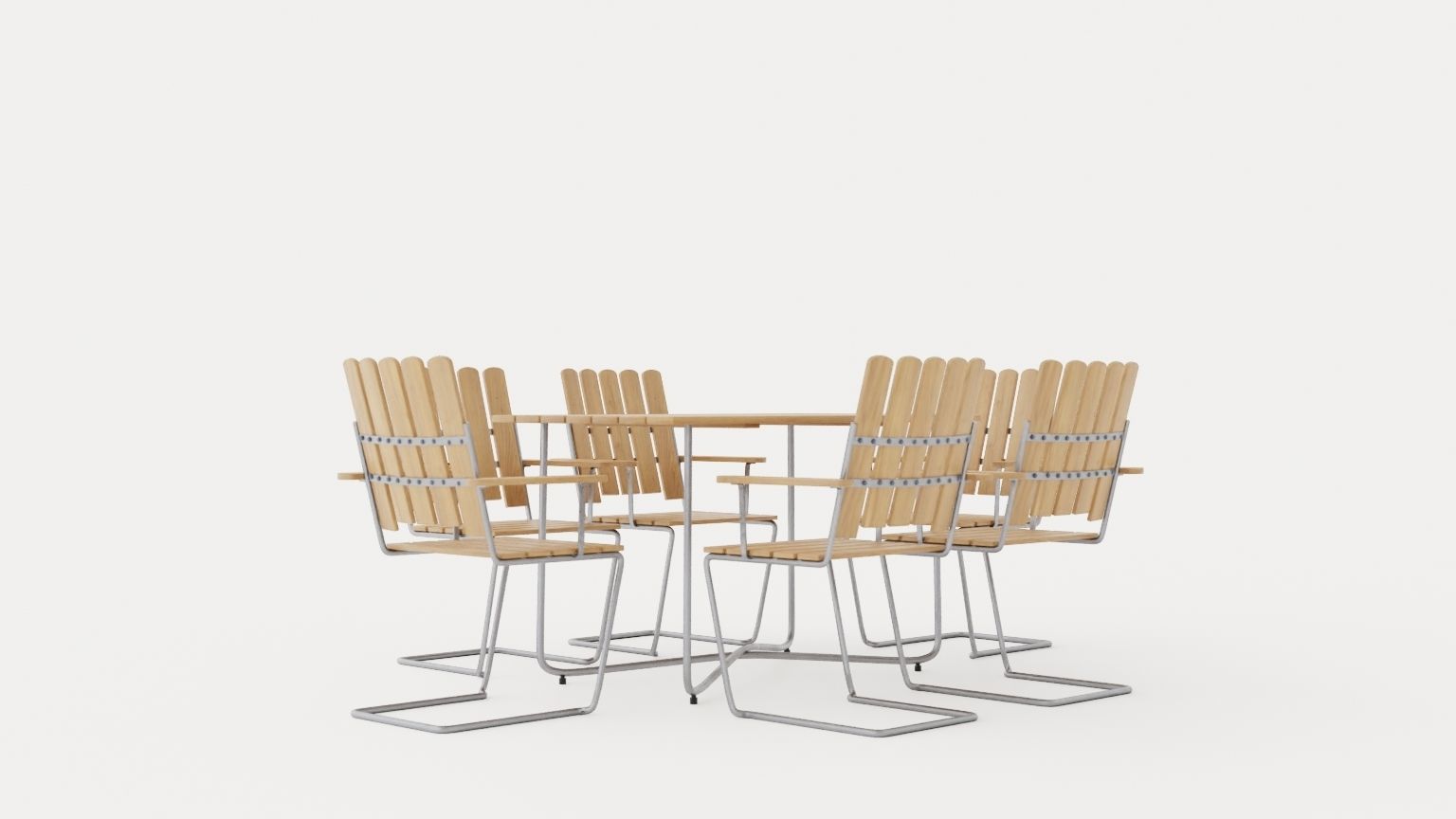 B25 dining set Low-poly 3D model_1