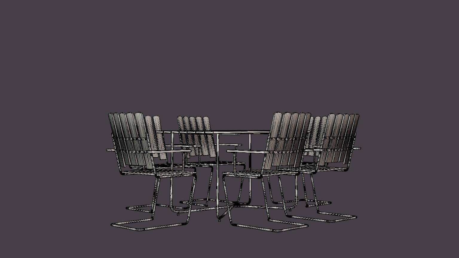 B25 dining set Low-poly 3D model_6
