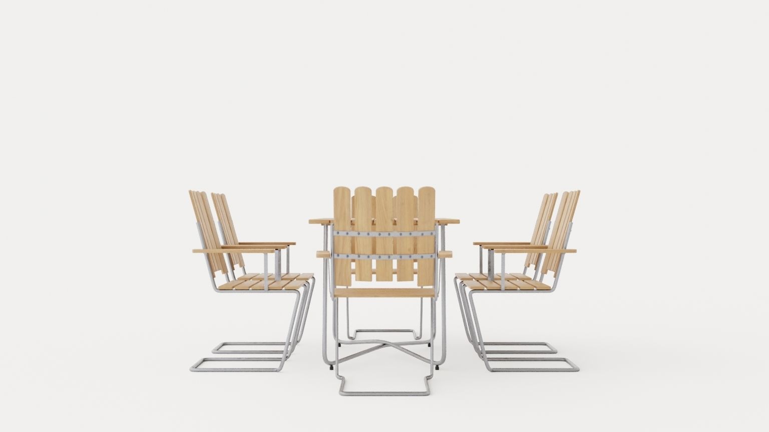 B25 dining set Low-poly 3D model_2