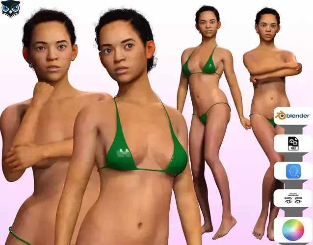 Dahlia - Realistic African American Girl Scanned AAA Low-poly 3D model