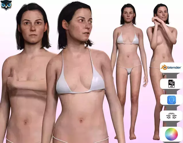 Margaret - Realistic Woman Middle Age HD Texture Low-poly 3D model