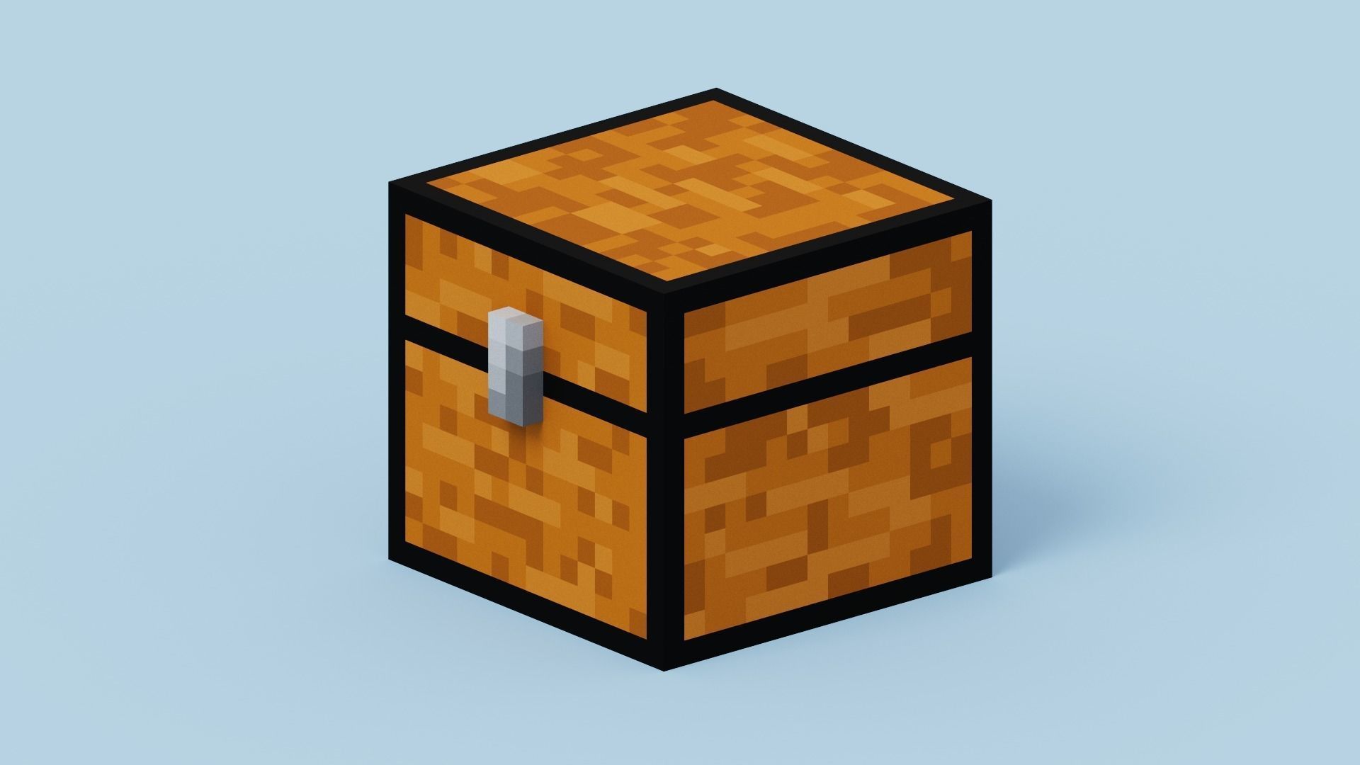 Voxel Chest Low-poly 3D model_4