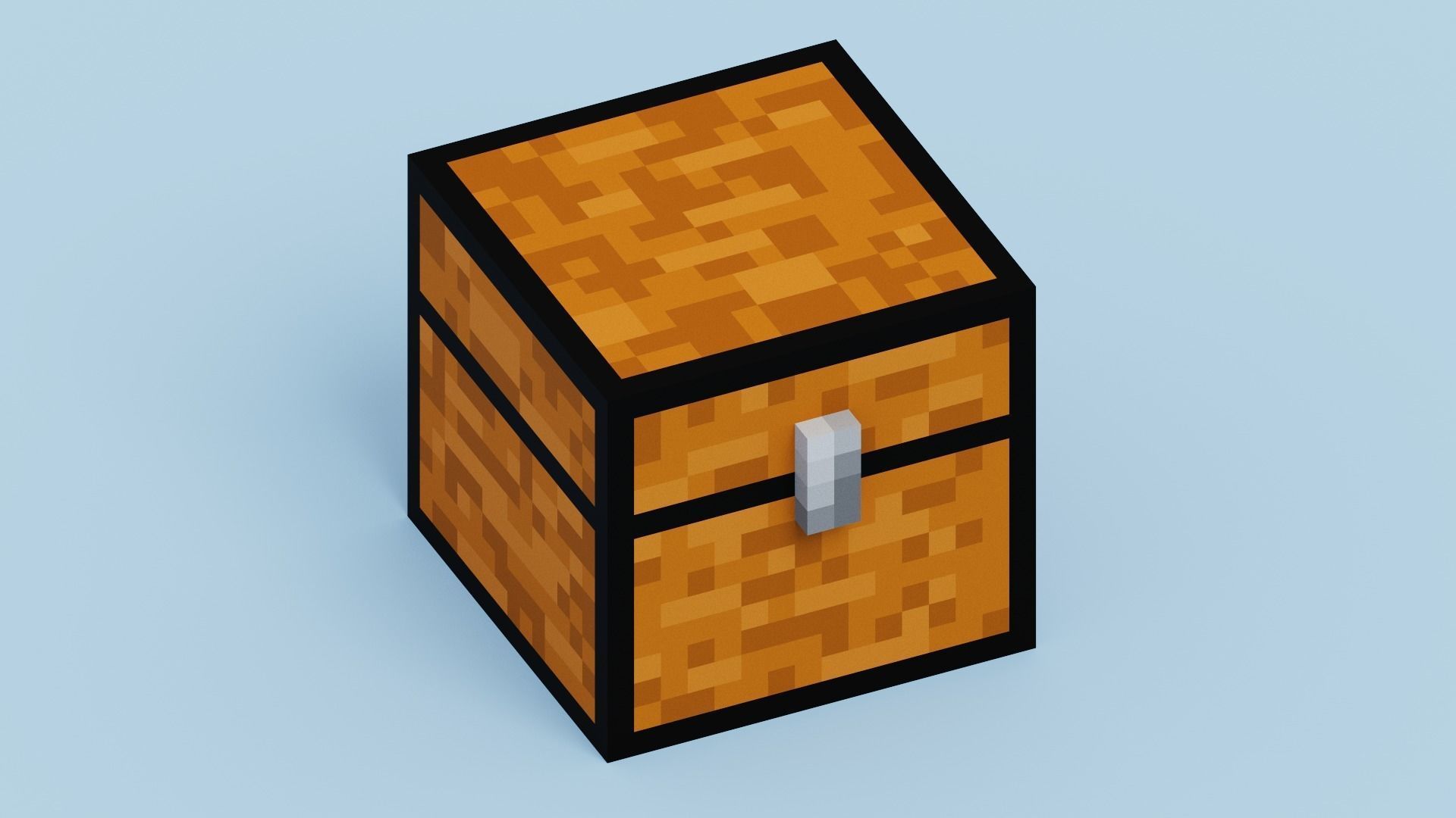 Voxel Chest Low-poly 3D model_7