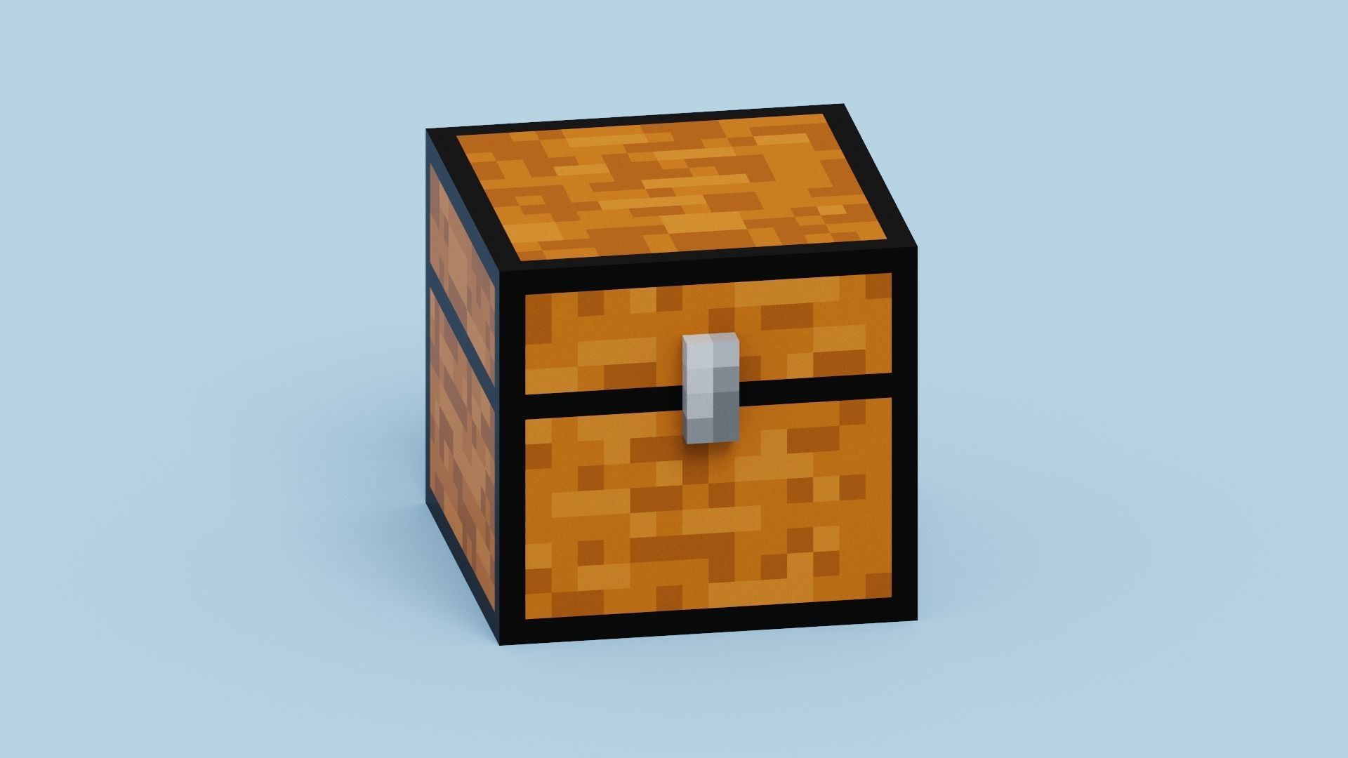 Voxel Chest Low-poly 3D model_1