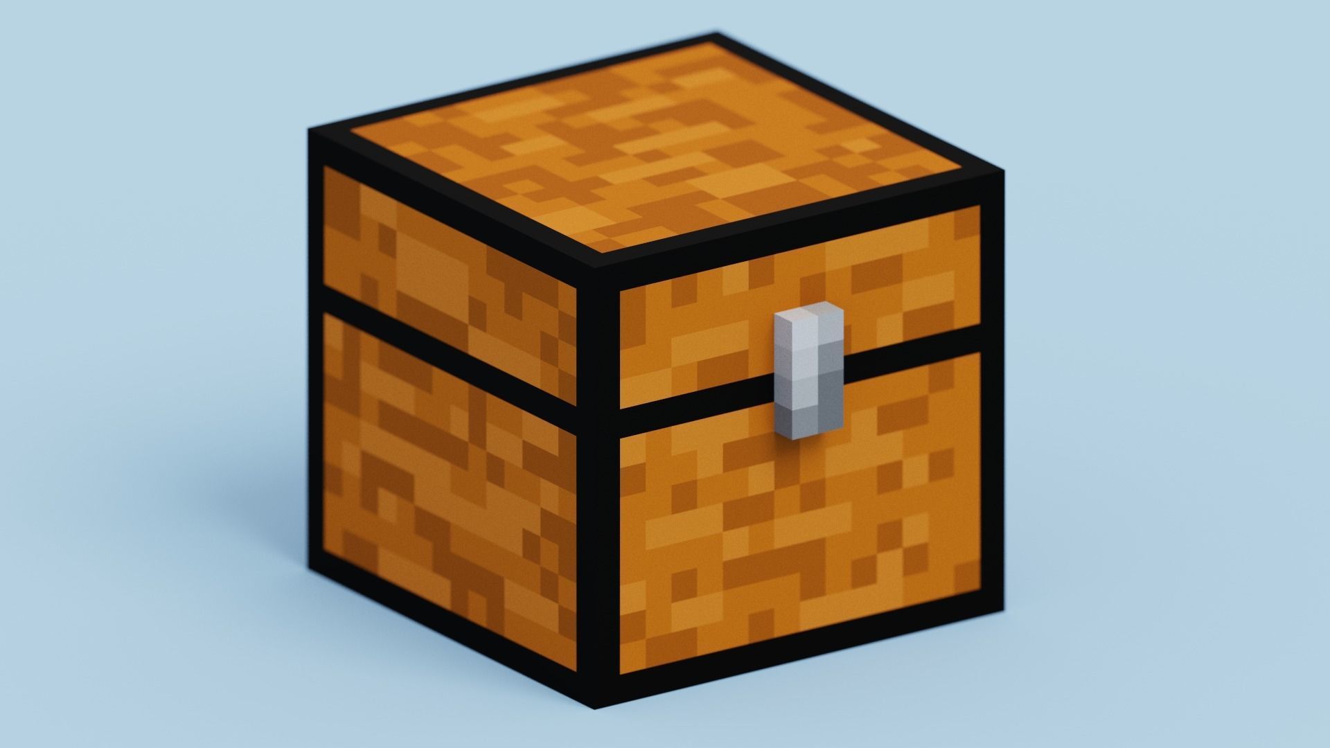 Voxel Chest Low-poly 3D model_6