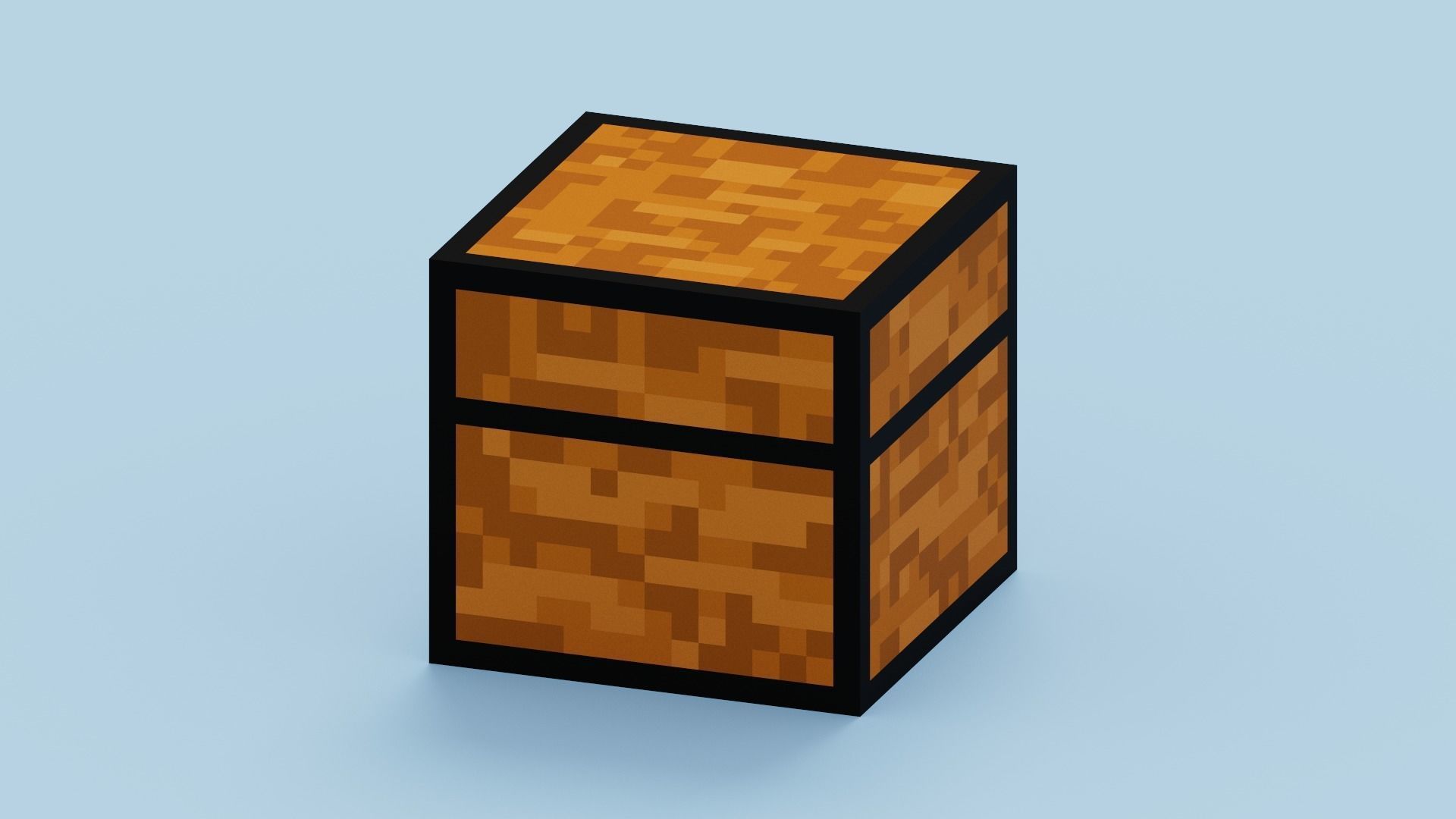 Voxel Chest Low-poly 3D model_12