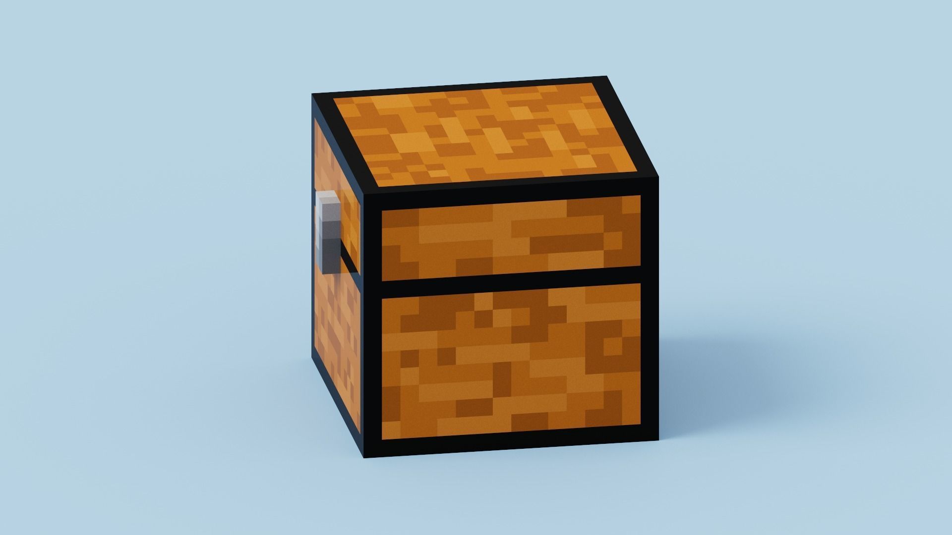 Voxel Chest Low-poly 3D model_3