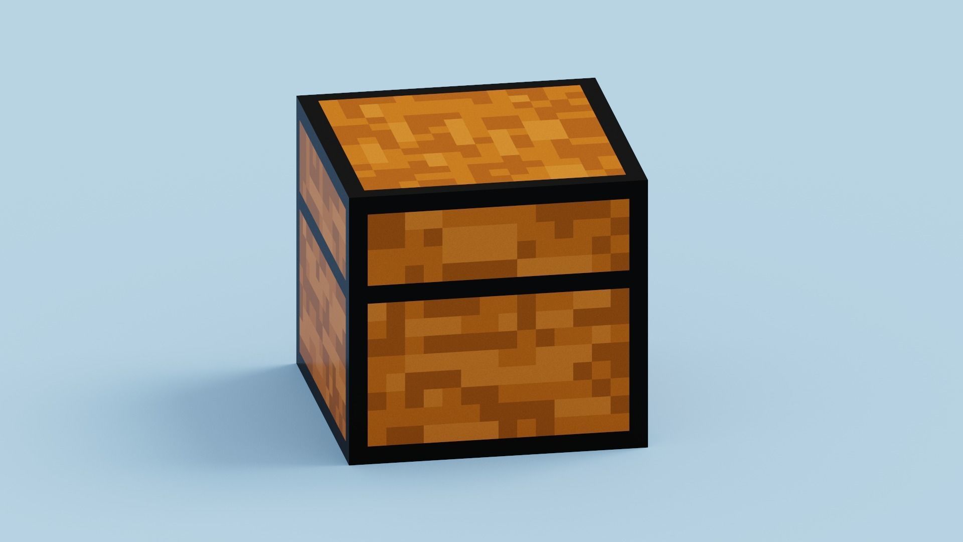 Voxel Chest Low-poly 3D model_11