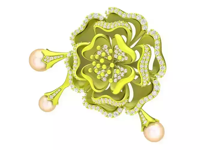 A4742 Luxury Diamond and Pearl Flower Pendant