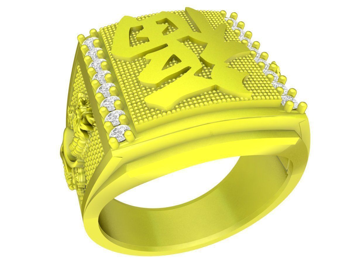 A4729 Chinese Letter Happy Dragon Men Ring 3D Model 3D print model_5