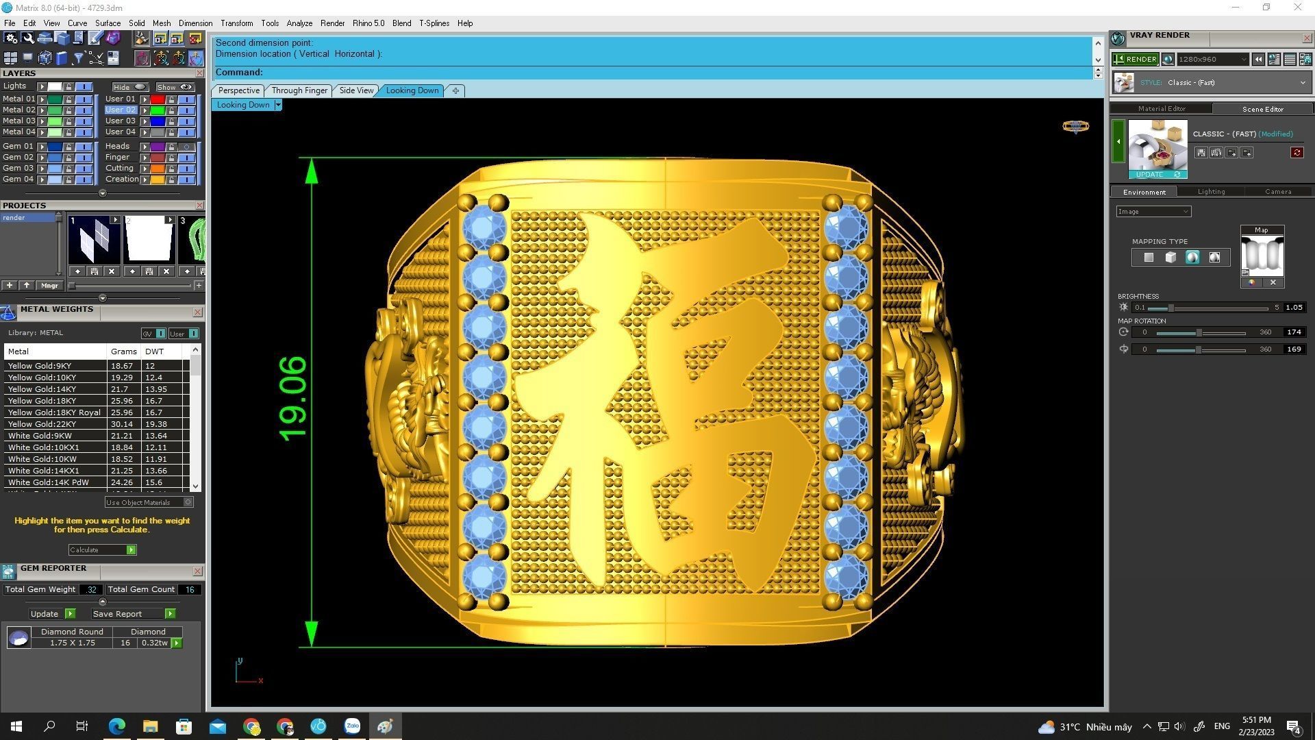 A4729 Chinese Letter Happy Dragon Men Ring 3D Model 3D print model_7